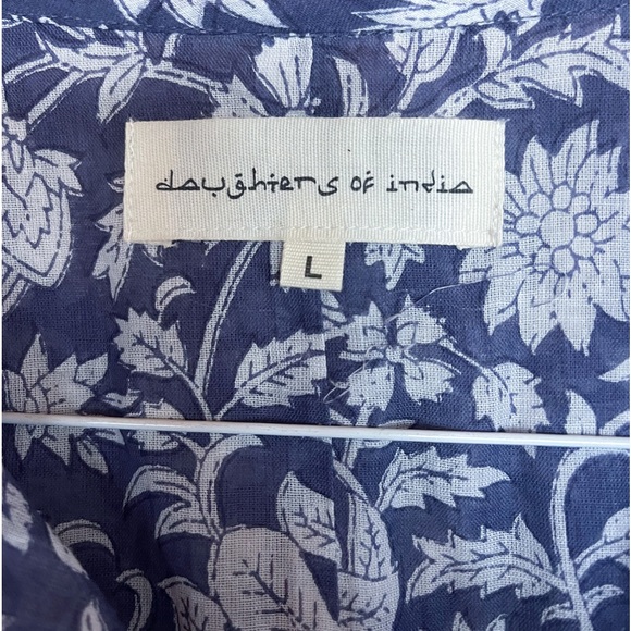 Daughters of India Kyra Dress Blue Iris L Hand Block Printed Sold Out - Picture 6 of 9